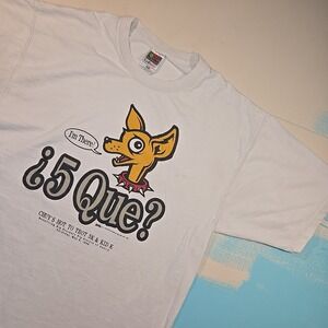 Vtg 1999 Chuy's Hot To Trot 5k L T-Shirt 5 Que Dog Austin TX 90 Taco Bell Parody